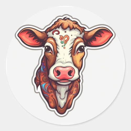 Holy Cow 1st Birthday Classic Round Sticker