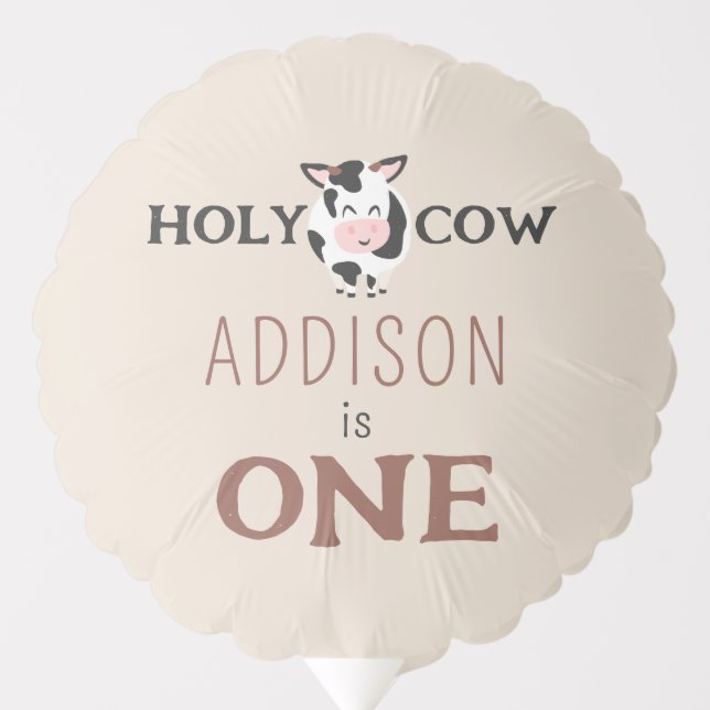 Holy Cow 1st  Birthday Farm Animal Party Balloon (Front)