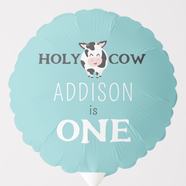 Holy Cow 1st  Birthday Farm Animal Party Balloon (Front)