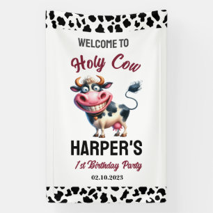 Holy Cow! 1st Birthday Farm Animal Party Banner