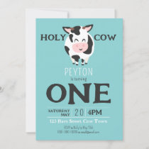 Holy Cow 1st Birthday Farm Animal Party Invitation