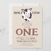 Holy Cow 1st Birthday Farm Animal Party Invitation
