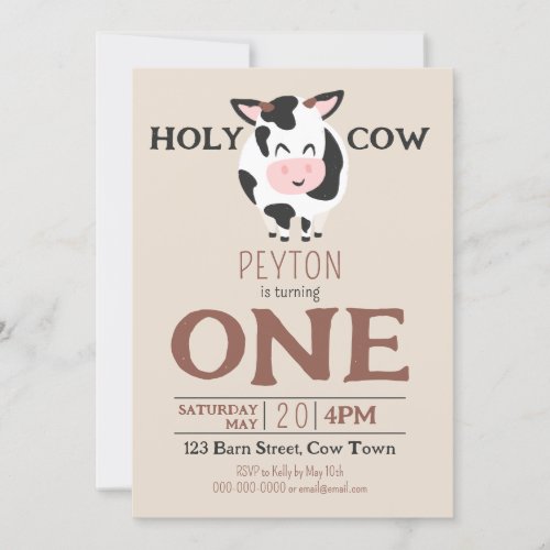 Holy Cow 1st Birthday Farm Animal Party Invitation