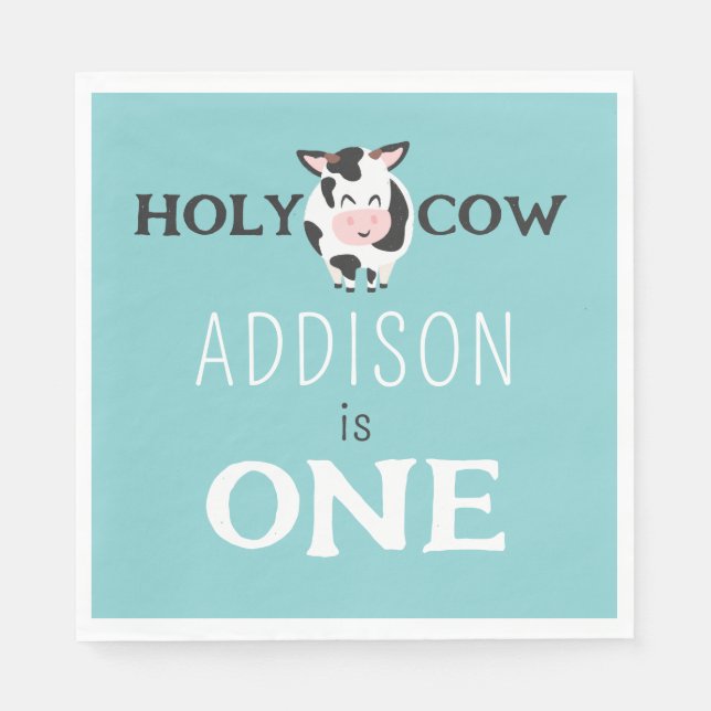 Holy Cow 1st Birthday Farm Animal Party  Napkins (Front)