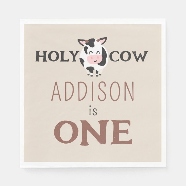 Holy Cow 1st Birthday Farm Animal Party  Napkins (Front)
