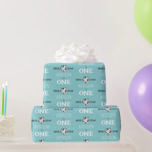 Holy Cow 1st Birthday Farm Animal Party Wrapping Paper
