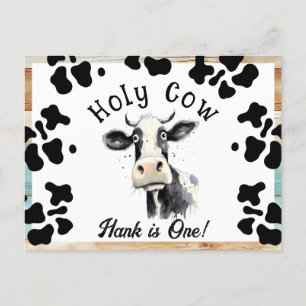 Holy Cow 1st Birthday Save The Date Postcard