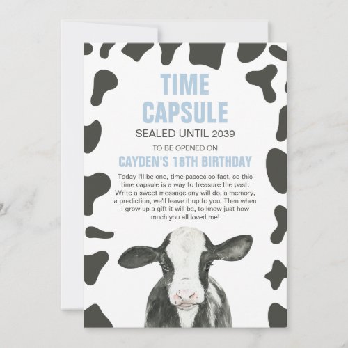 Holy Cow 1st Birthday Time Capsule cards