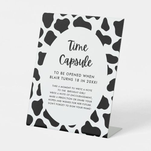 Holy Cow 1st Birthday Time Capsule Pedestal Sign