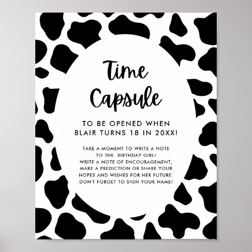 Holy Cow 1st Birthday Time Capsule Sign