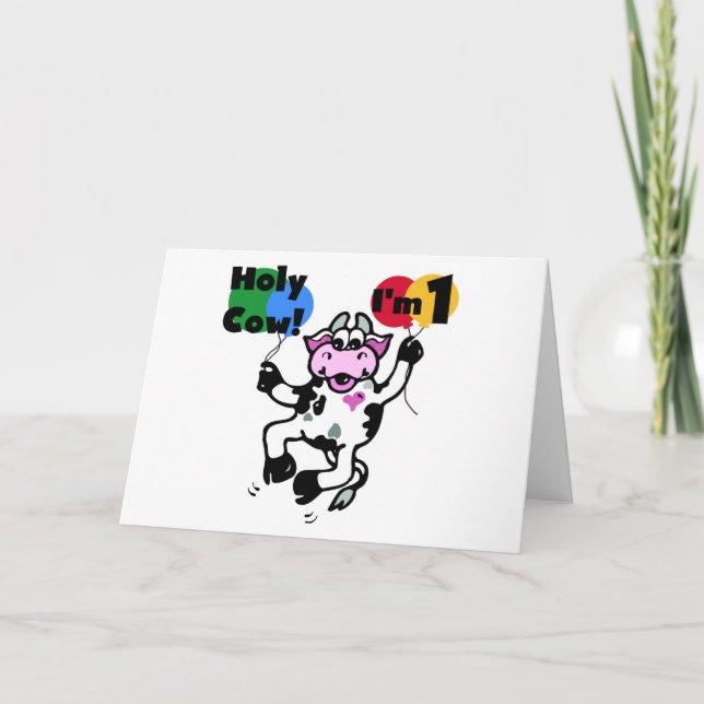 Holy Cow 1st Birthday Tshirts and Gifts Card (Front)