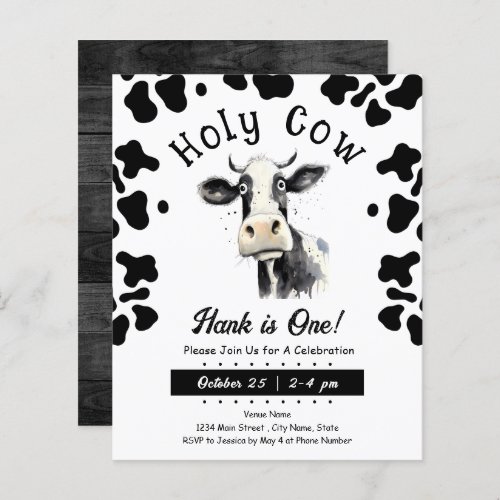 Holy Cow 1st Birthday Watercolor