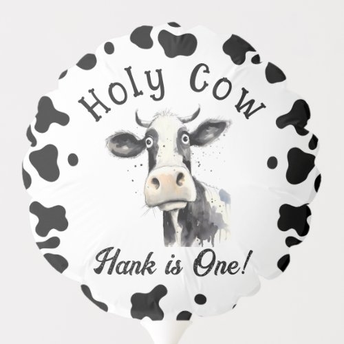 Holy Cow 1st Birthday Watercolor Balloon