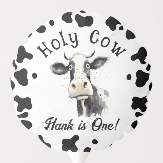 Holy Cow 1st Birthday Watercolor Balloon (Back)