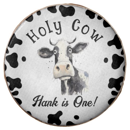 Holy Cow 1st Birthday Watercolor Chocolate Covered Oreo