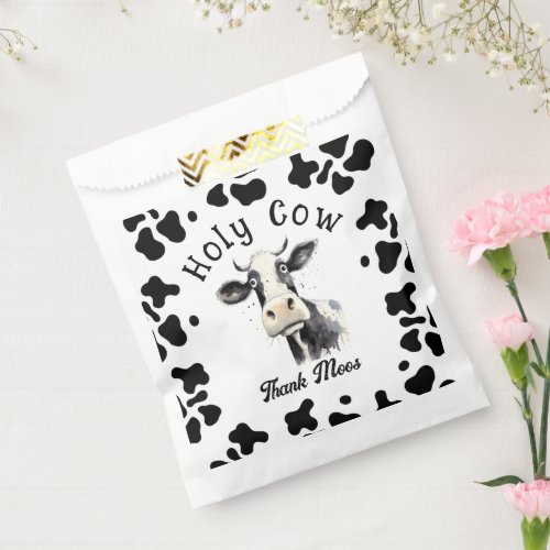 Holy Cow 1st Birthday Watercolor Favor Bag