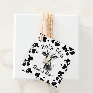 Holy Cow 1st Birthday Watercolor Favor Tags