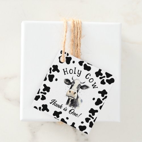 Holy Cow 1st Birthday Watercolor Favor Tags