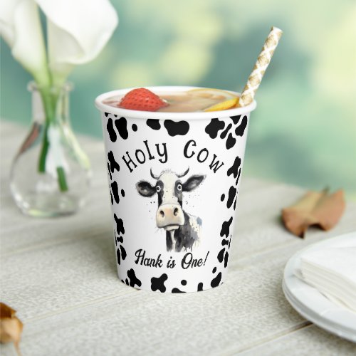 Holy Cow 1st Birthday Watercolor Paper Cups