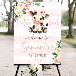 Holy Cow 1st Birthday Welcome sign