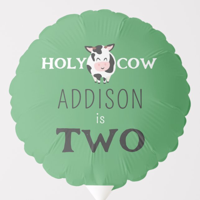 Holy Cow 2nd Birthday Farm Animal Party Balloon (Front)
