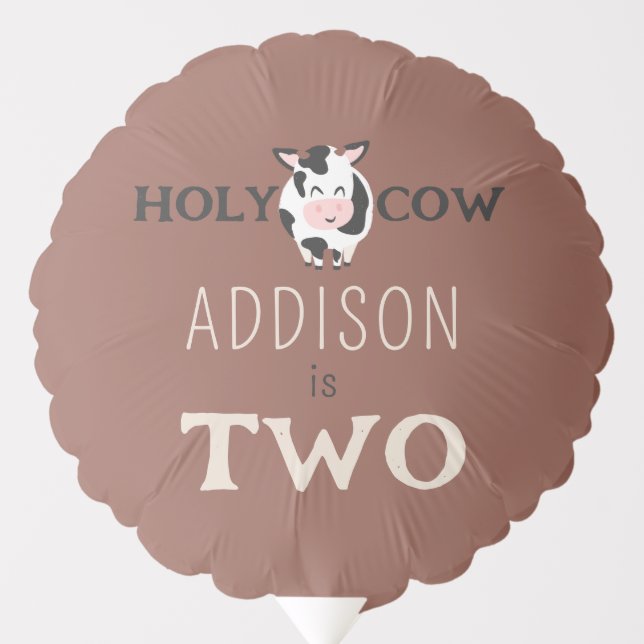 Holy Cow 2nd Birthday Farm Animal Party Balloon (Front)