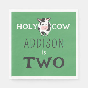 Holy Cow 2nd Birthday Farm Animal Party Napkins