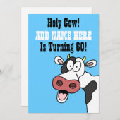 Holy Cow 60th Birthday Funny Cartoon Invite (Front/Back)