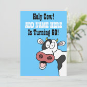 Holy Cow 60th Birthday Funny Cartoon Invite (Standing Front)