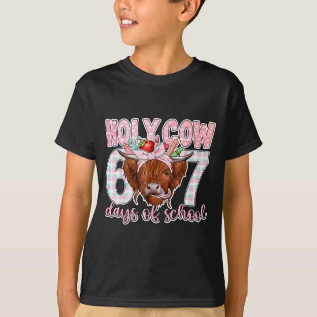Holy Cow 67 Days Of School Teacher Six Seven Meme  T-Shirt (Front)