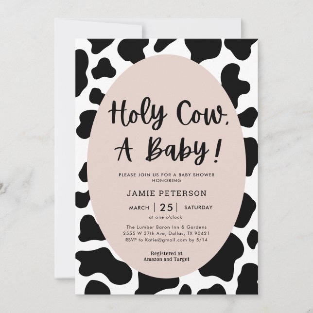 Holy Cow, A Baby Cow Baby Shower  Invitation (Front)