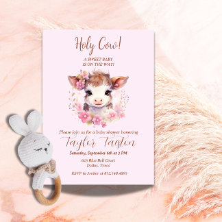 Holy Cow! A sweet baby is on the way! Invitation