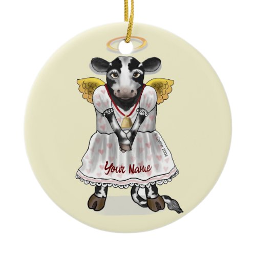 Holy Cow  Angel  Ceramic Ornament