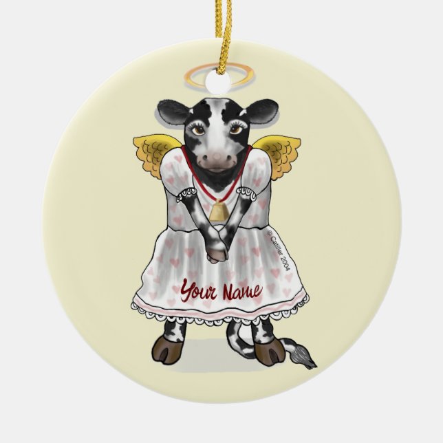 Holy Cow  Angel  Ceramic Ornament (Front)