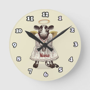 Holy Cow Angel Round Clock