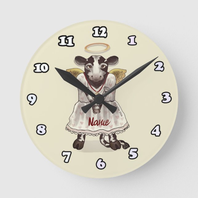 Holy Cow Angel Round Clock (Front)