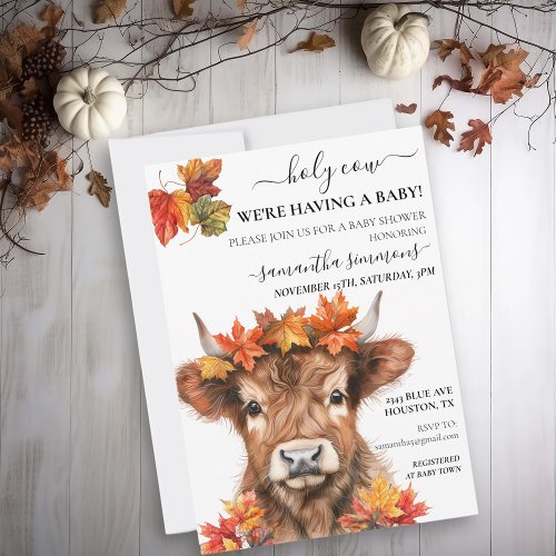 Holy Cow Autumn Fall Highland Calf Baby Shower  Invitation