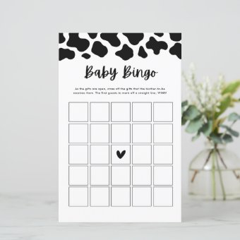 Holy Cow Baby Shower Baby Bingo Game Cards Zazzle