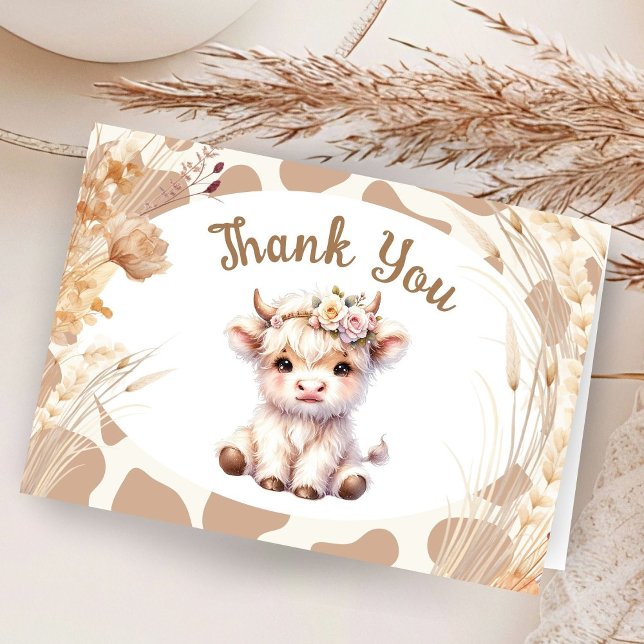 Holy Cow Baby Shower Boho Folded Thank You Card (Creator Uploaded)