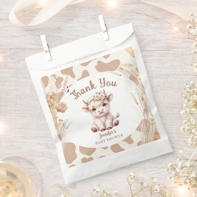 Holy Cow Baby Shower Boho Gender Neutral  Favor Bag (Clipped)
