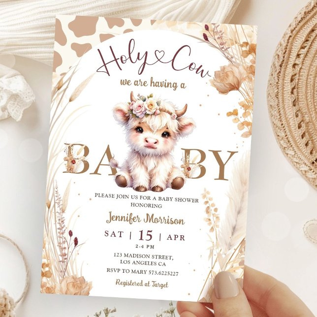 Holy Cow Baby Shower Boho Gender Neutral Invitation (Creator Uploaded)