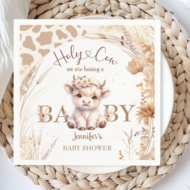 Holy Cow Baby Shower Boho Gender Neutral Paper Napkins (Creator Uploaded)