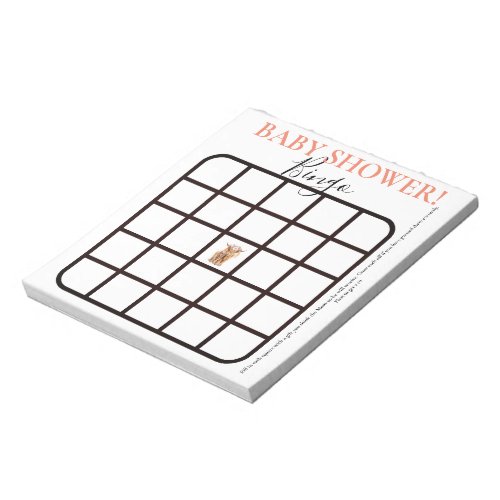 Holy Cow Baby Shower Boho Highland Calf Bingo Card Notepad