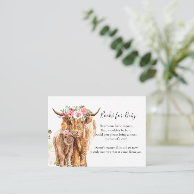 Holy Cow Baby Shower Boho Highland Calf Enclosure Card (Standing Front)