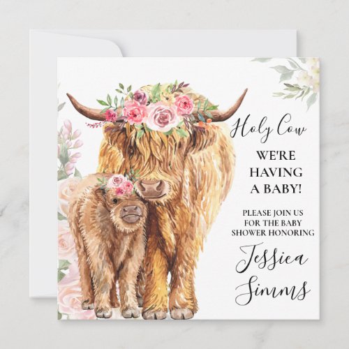 Holy Cow Baby Shower Boho Highland Calf Invitation