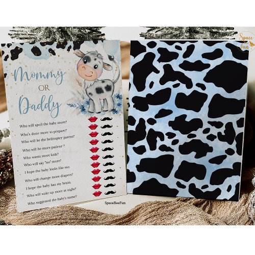 Holy Cow Baby Shower BOY Games Cow Boho Pampas Gra Invitation