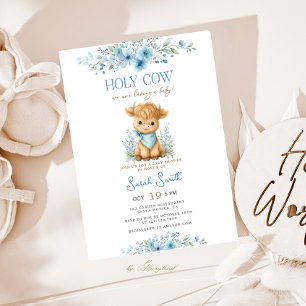 Holy Cow Baby Shower Boy Invitation