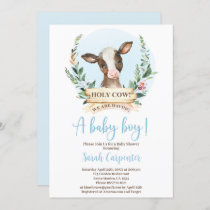 Holy Cow Baby Shower boy Invitation