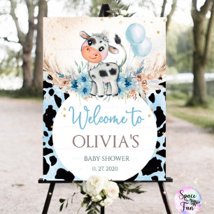 Holy Cow Baby Shower Boy Welcome sign Cow Boho