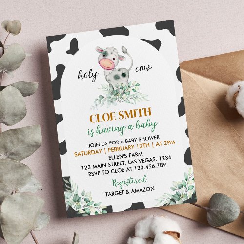 Holy Cow Baby Shower Invitation